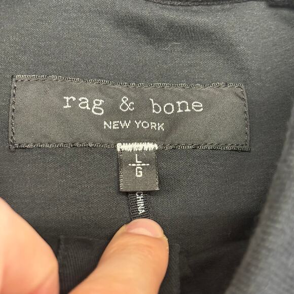 Rag & Bone New York Solid Black Mens L Cotton Minimalist Short Sleeve Polo Shirt - Picture 5 of 10